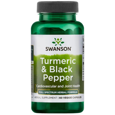 Swanson Turmeric & Black Pepper Doplnok stravy pre kardiovaskulárne a kĺbové zdravie