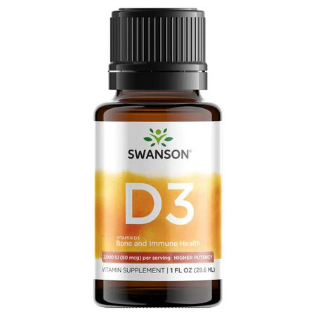 Swanson Vitamin D3 Liquid Drops Doplnok stravy s obsahom vitaminu D3