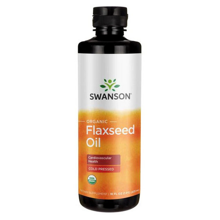 Swanson Organic Flaxseed Oil Doplněk stravy pro kardiovaskulární zdraví