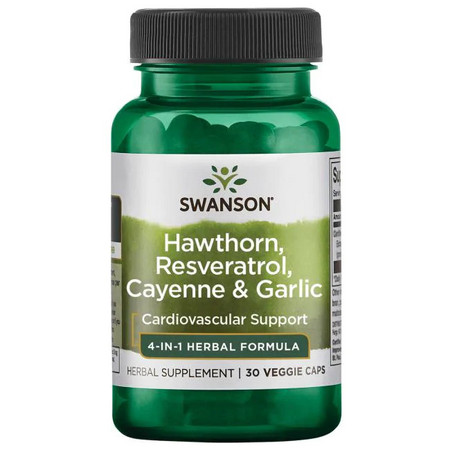 Swanson Hawthorn, Resveratrol, Cayenne & Garlic Doplněk stravy pro kardiovaskulární zdraví