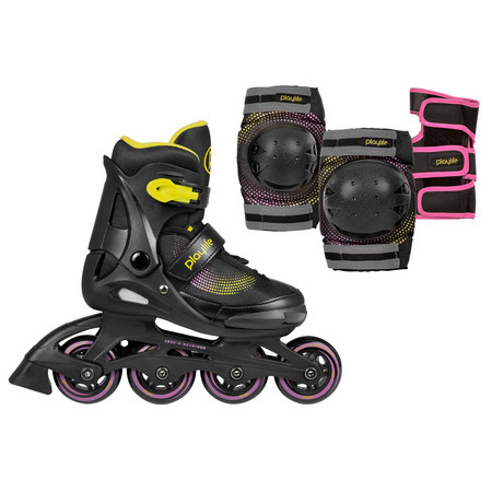 Powerslide Playlife Joker Yellow Glow Combo Children's roller skates + protectors