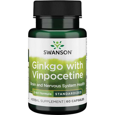 Swanson Ginkgo with Vinpocetine Doplněk stravy pro zdraví mozku a nervového systému