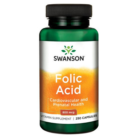 Swanson Folic Acid Doplněk stravy pro kardiovaskulární a prenatální zdraví