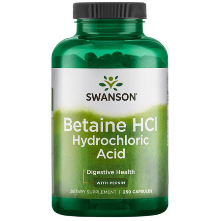 Swanson Betaine HCI Hydrochloric Acid Doplněk stravy pro zdravé trávení
