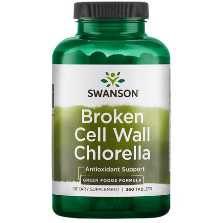 Swanson Broken Cell Wall Chlorella Doplněk stravy s antioxidanty