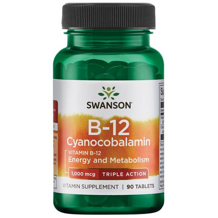 Swanson B-12 Cyanocobalamin Doplnok stravy pre energiu a podporu metabolizmu