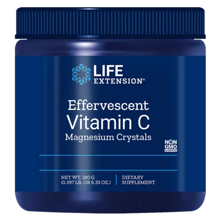 Life Extension Effervescent Vitamin C Magnesium Crystals Doplněk stravy pro úlevu od zácpy