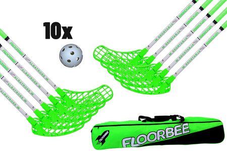 FLOORBEE Albatross 36 White/Green + Toolbag and balls Floorball set