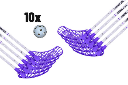FLOORBEE SpitFire PRO 29 + 10 Balls Unihockey-Set aus Carbonstöcken
