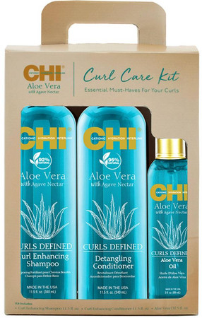 CHI Aloe Vera With Agave Nectar Curl Care Kit care package for wavy hair