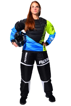 FLOORBEE Goalie Armor set 2.0 black/blue with HELMET Torwartset mit Helm