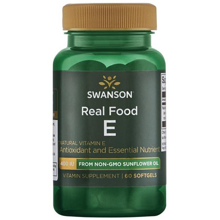 Swanson Real Food E from Non-GMO Sunflower Oil Doplnok stravy s obsahom vitamínu E