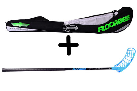 FLOORBEE Falcon 26 Carbon Composite Black/Blue Set Unihockeyschläger mit Tasche und Ball
