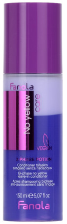 Fanola No Yellow Color 2-Phase Potion leave-in conditioner against yellow tones