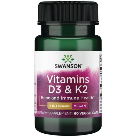 Swanson Vitamins D3 & K2 Doplněk stravy s obsahem vitaminu K a D