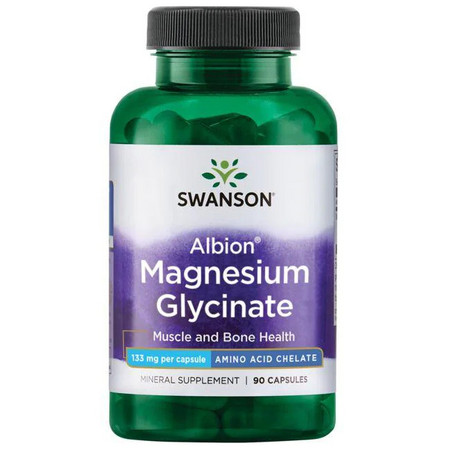 Swanson Albion Chelated Magnesium Glycinate Doplněk stravy s obsahem Hořčíku