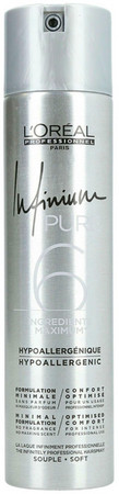 L'Oréal Professionnel Infinium Pure Soft hypoalergénne lak na vlasy bez parfumácie s ľahkou fixáciou