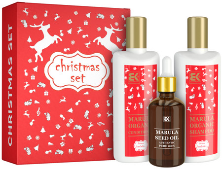 Brazil Keratin Marula Organic Christmas Set vianočný balíček s keratínom a marulovým olejom na regeneráciu vlasov
