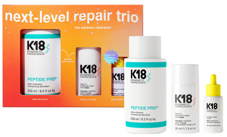 K18 Next-Level Repair Trio Kit package for intensive nourishment of damaged hair