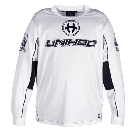 Unihoc Goalie sweater INFERNO all white Brankársky dres