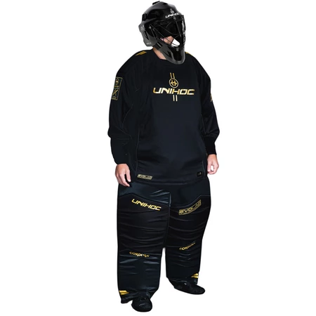 Unihoc ALPHA EVOLAB black/gold set with HELMET Torwartset mit Helm