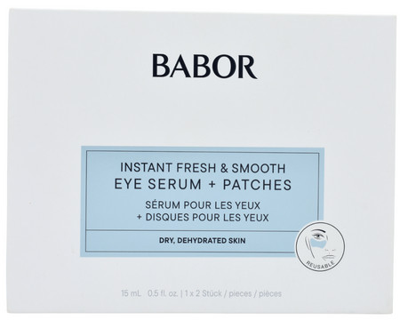 Babor Skinovage Moisturizing Instant Fresh & Smooth Eye Serum + Patches Set aus Augenserum und Silikon-Augenpads
