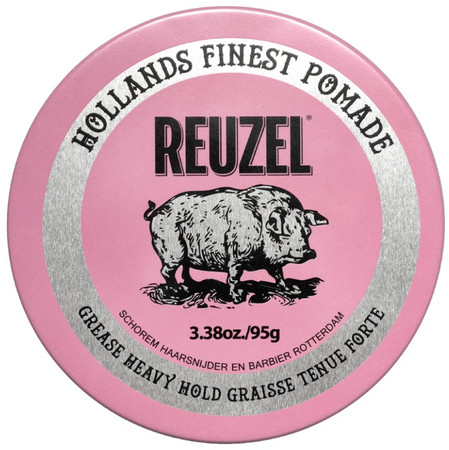 Reuzel Pink Pomade Grease Heavy Hold Pomade with Strong Hold and Medium Shine