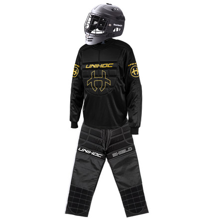 Unihoc SHIELD black set with HELMET Brankářský set s přilbou