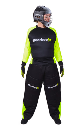 FLOORBEE Padded Landing set 3.0 Black/Reflex yellow with HELMET Goalkeeper set with helmet