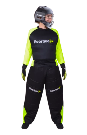 FLOORBEE Padded Landing set 3.0 Black/Reflex yellow with HELMET Torwartset mit Helm