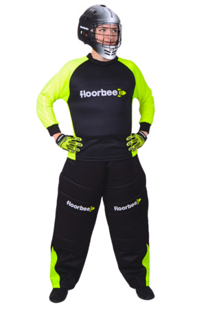 FLOORBEE Padded Landing set 3.0 Black/Reflex yellow with HELMET Goalkeeper set with helmet