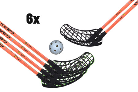 FLOORBEE 6x Tiger Teams Energy 32 + Balls Unihockey-Set