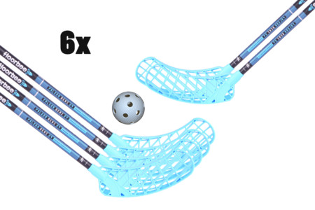 FLOORBEE 6x Falcon SEMI 29 Carbon Composite + Balls Unihockey-Set