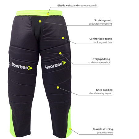 FLOORBEE Padded Landing pants 3.0 Black/Reflex yellow Florbalové brankařské kalhoty
