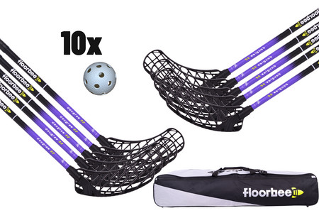 FLOORBEE Douglas 32 Purple + Toolbag + Balls Floorball set