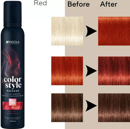 Indola Color Style Mousse coloring foam for styling and coloring in 1 easy step