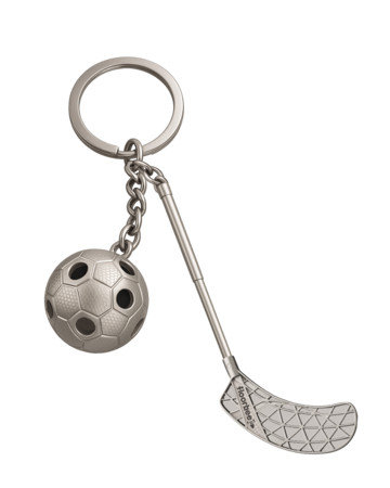 FLOORBEE Maven & Ball stříbrná Floorball metal keychain