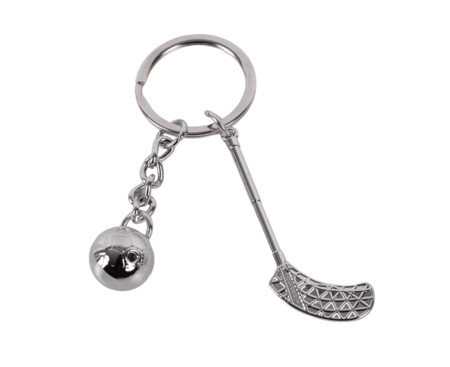 FLOORBEE Maven & Ball stříbrná Floorball Metall Schlüsselanhänger