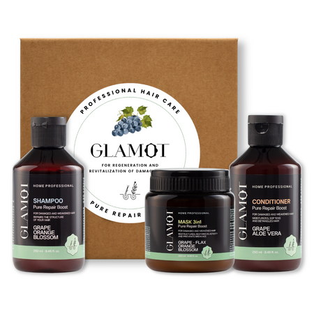 Glamot Pure Repair Boost Trio Set komplexný darčekový set pre poškodené vlasy