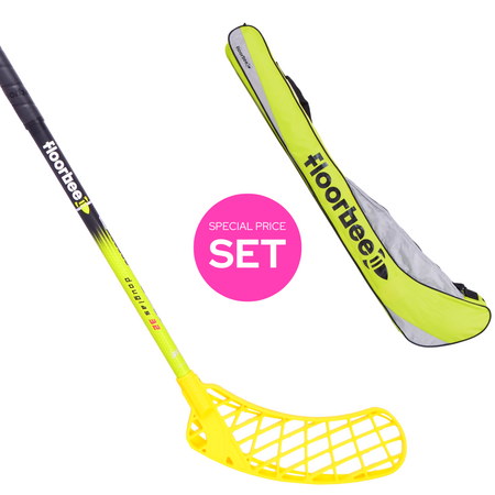 FLOORBEE Douglas 32 Yellow + Stickbag Jr Set florbalky s vakem