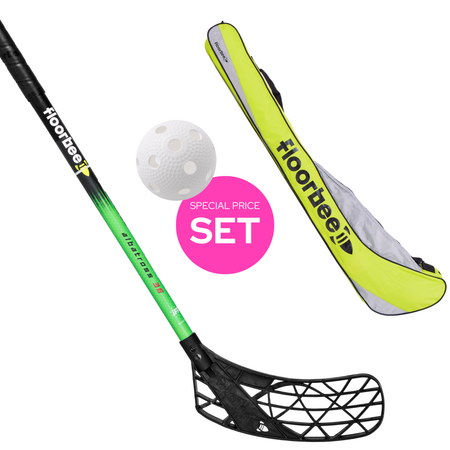 FLOORBEE Albatross 36 JR Green + Stickbag & Ball Set Schläger mit Tasche und Ball
