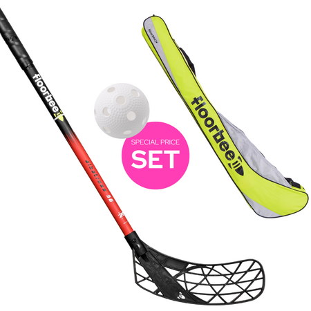 FLOORBEE Albatross 36 JR Red + Stickbag & Ball Set Schläger mit Tasche und Ball