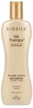 BioSilk Silk Teherapy Gold Strength + Restore Shampoo posilující šampon s hedvábím pro regenerac