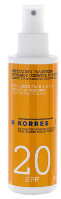 Korres Sunscreen Face & Body Emulsion Yogurt SPF20 emulzia na opaľovanie s jogurtom SPF20