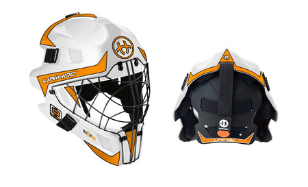 Unihoc Summit 66 OPTIMA white/orange Goalie Helmet