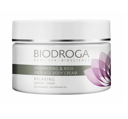 Biodroga Relaxing Shimmering & Rich Anti-age Body Cream trblietavý telový krém proti starnutiu pokožky