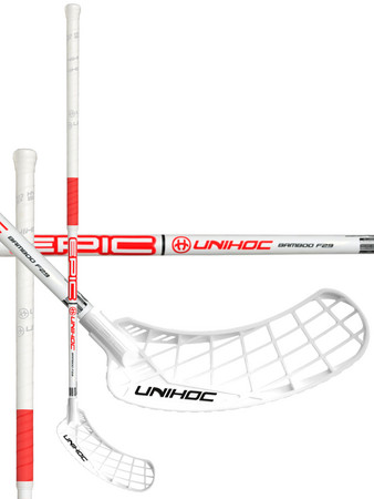 Unihoc EPIC Bamboo 29 white/neon red Florbalová hokejka