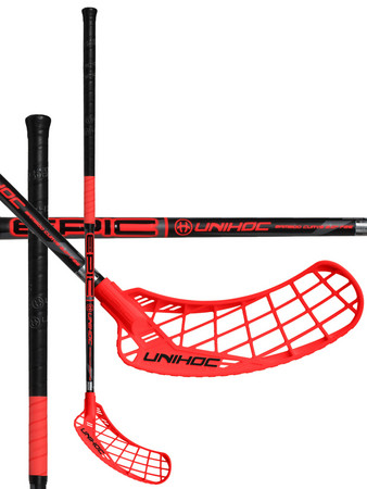 Unihoc EPIC Bamboo Curve 2.0º 26 black/neon red Florbalová hokejka
