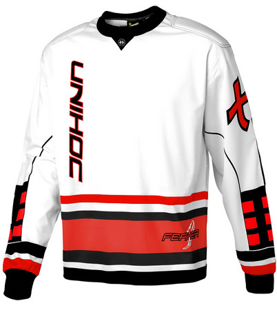 Unihoc Feather white/neon red Goalkeeper jersey