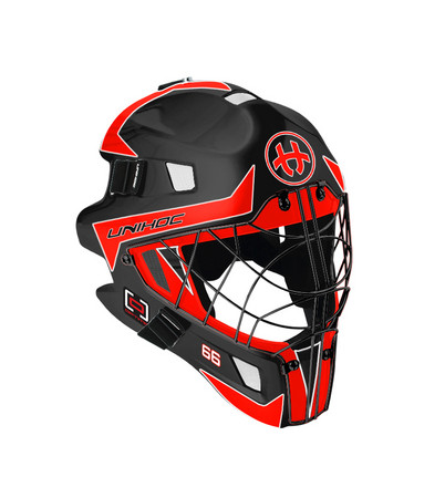 Unihoc OPTIMA 66 black/neon red Goalie Helmet